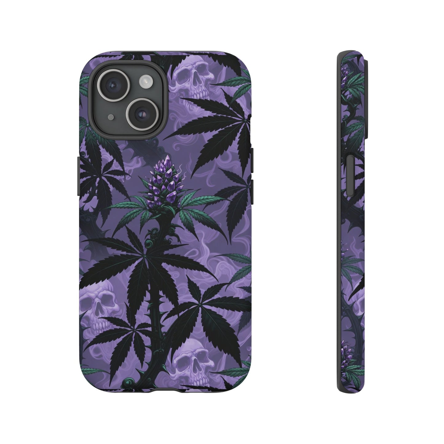 Purple Cannabis Skull Phone Case — Rugged Protective iPhone Cover