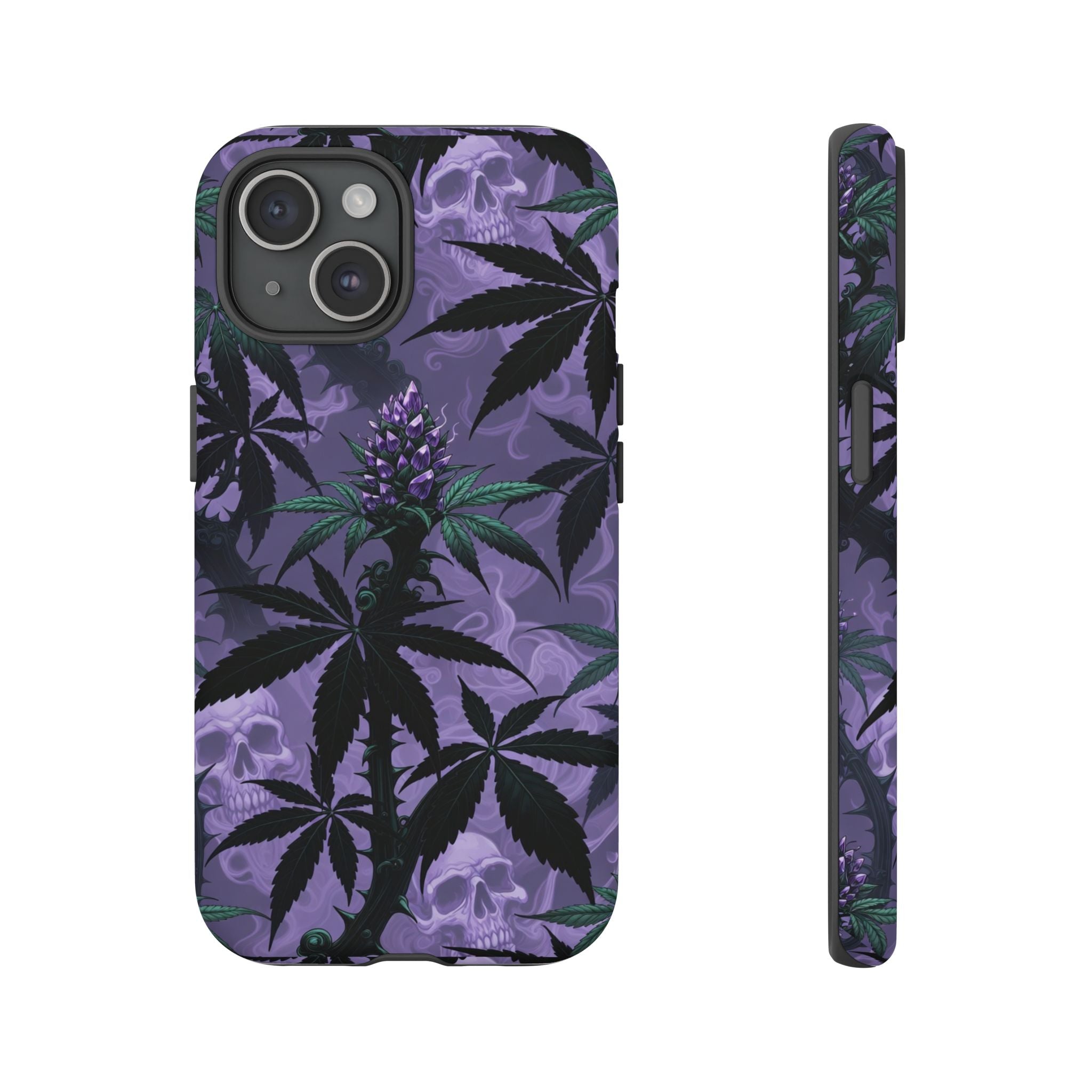 Purple Cannabis Skull Phone Case — Rugged Protective iPhone Cover