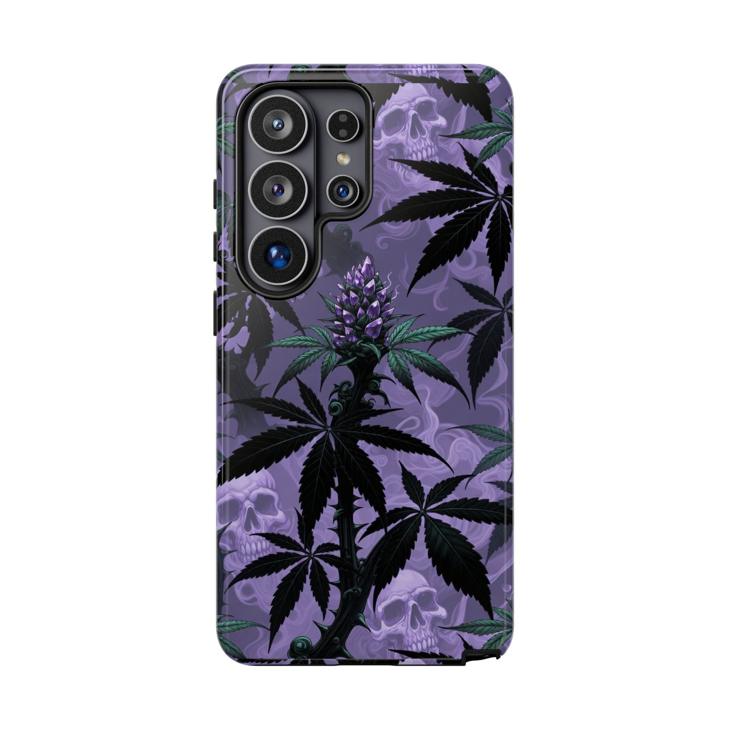 Purple Cannabis Skull Phone Case — Rugged Protective iPhone Cover