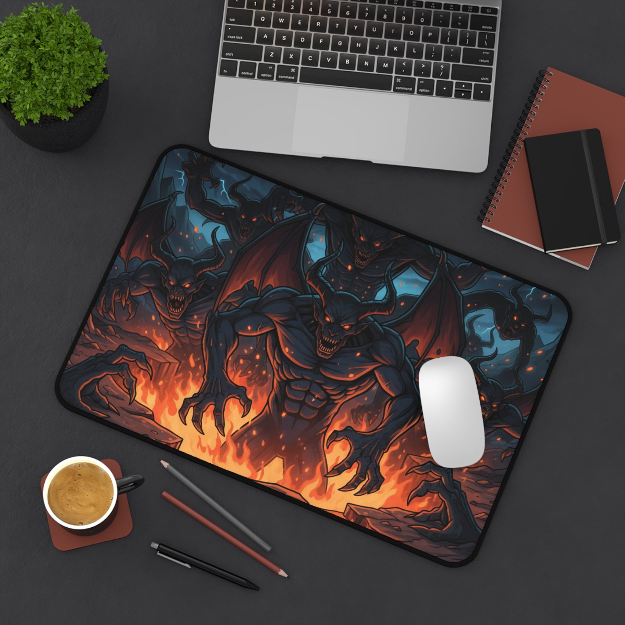 Demonic Inferno Desk Mat — Fiery Demon Gaming Mousepad