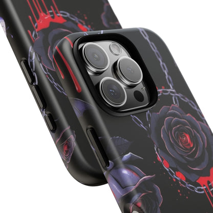 Phone Case — Gothic Dripping Black Rose & Moon Protective Case