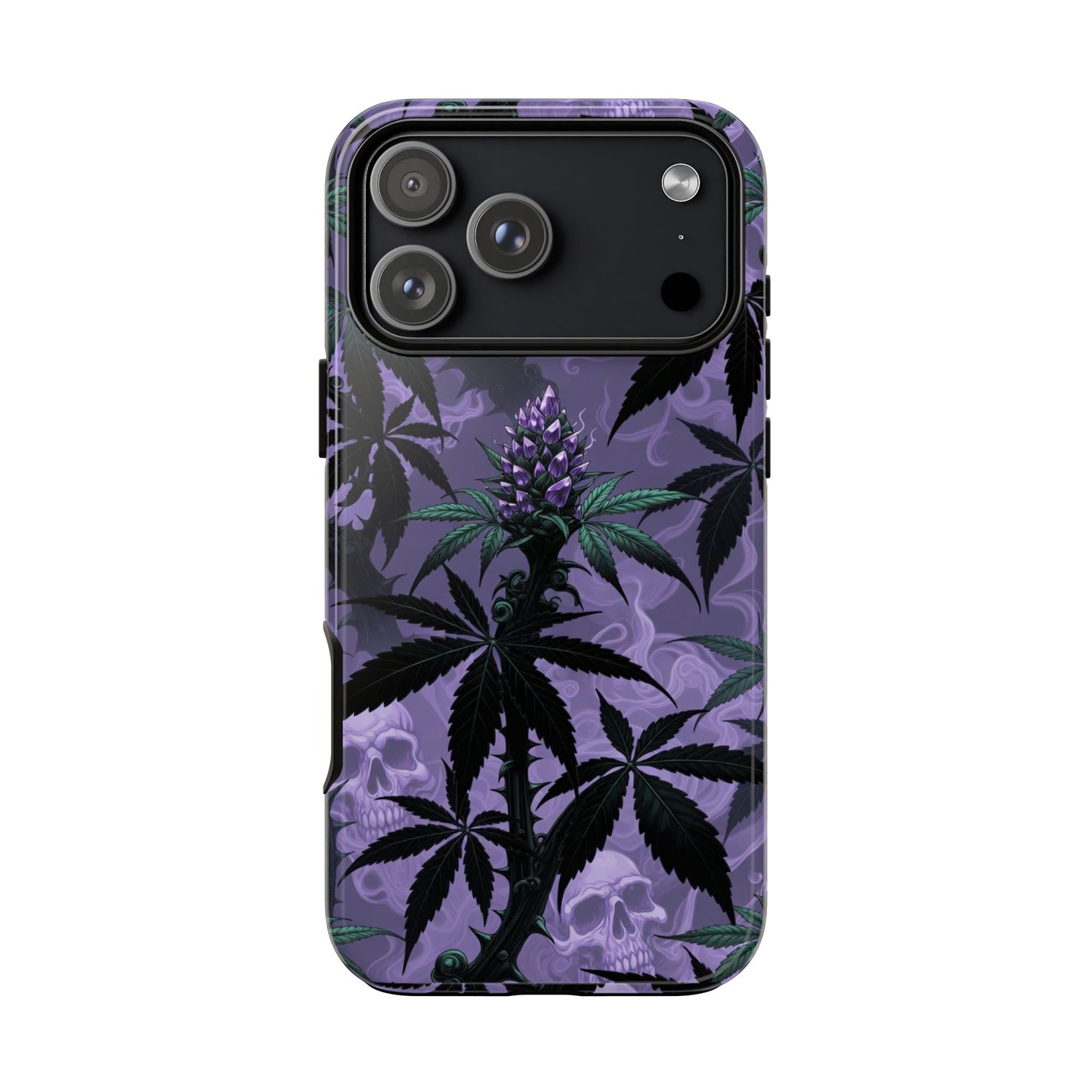 Purple Cannabis Skull Phone Case — Rugged Protective iPhone Cover