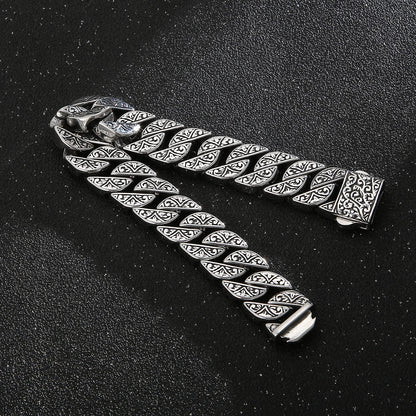 Stainless Steel Engraved Chain Bracelet 7.68in/8.07in/8.46in/8.85in/9.25in
