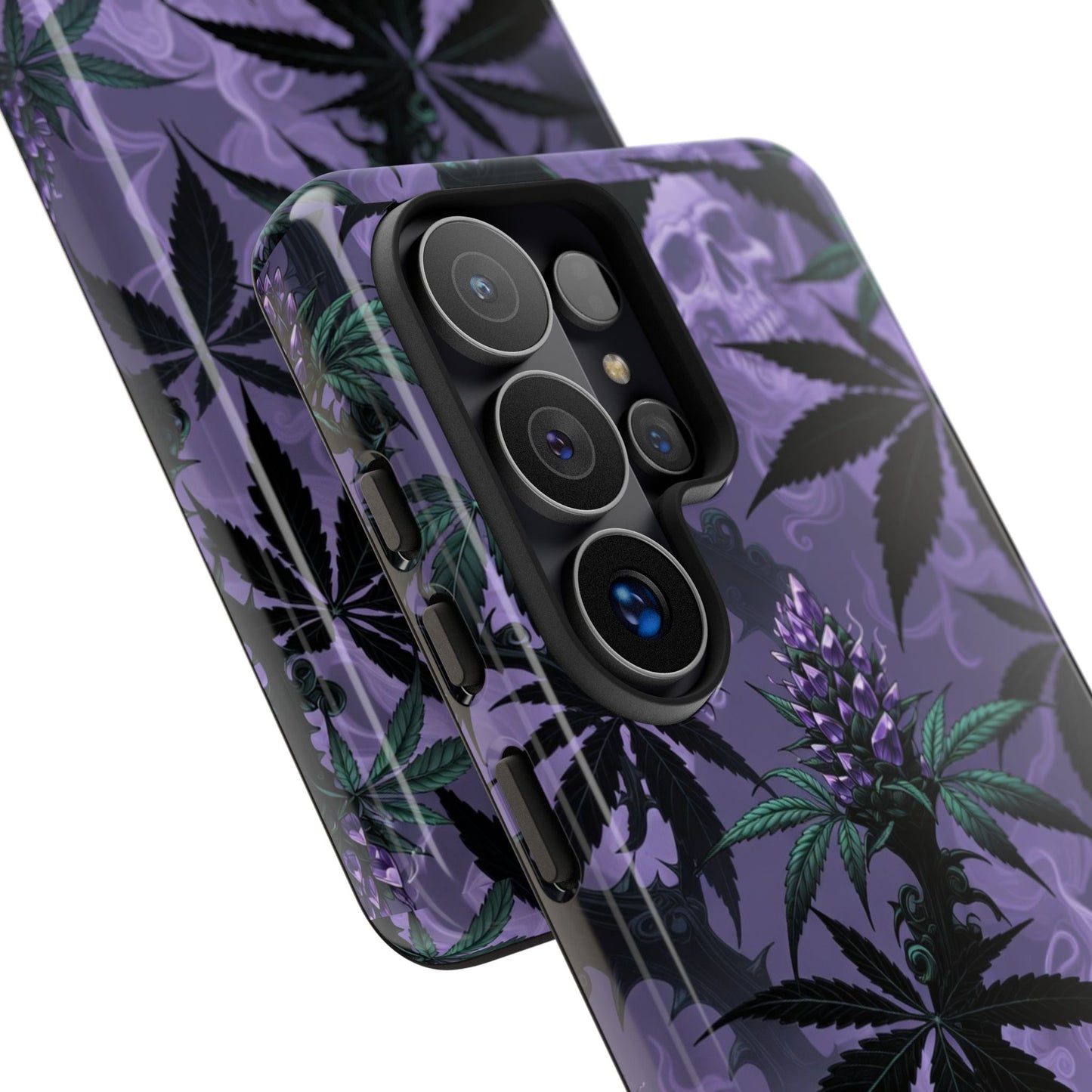 Purple Cannabis Skull Phone Case — Rugged Protective iPhone Cover