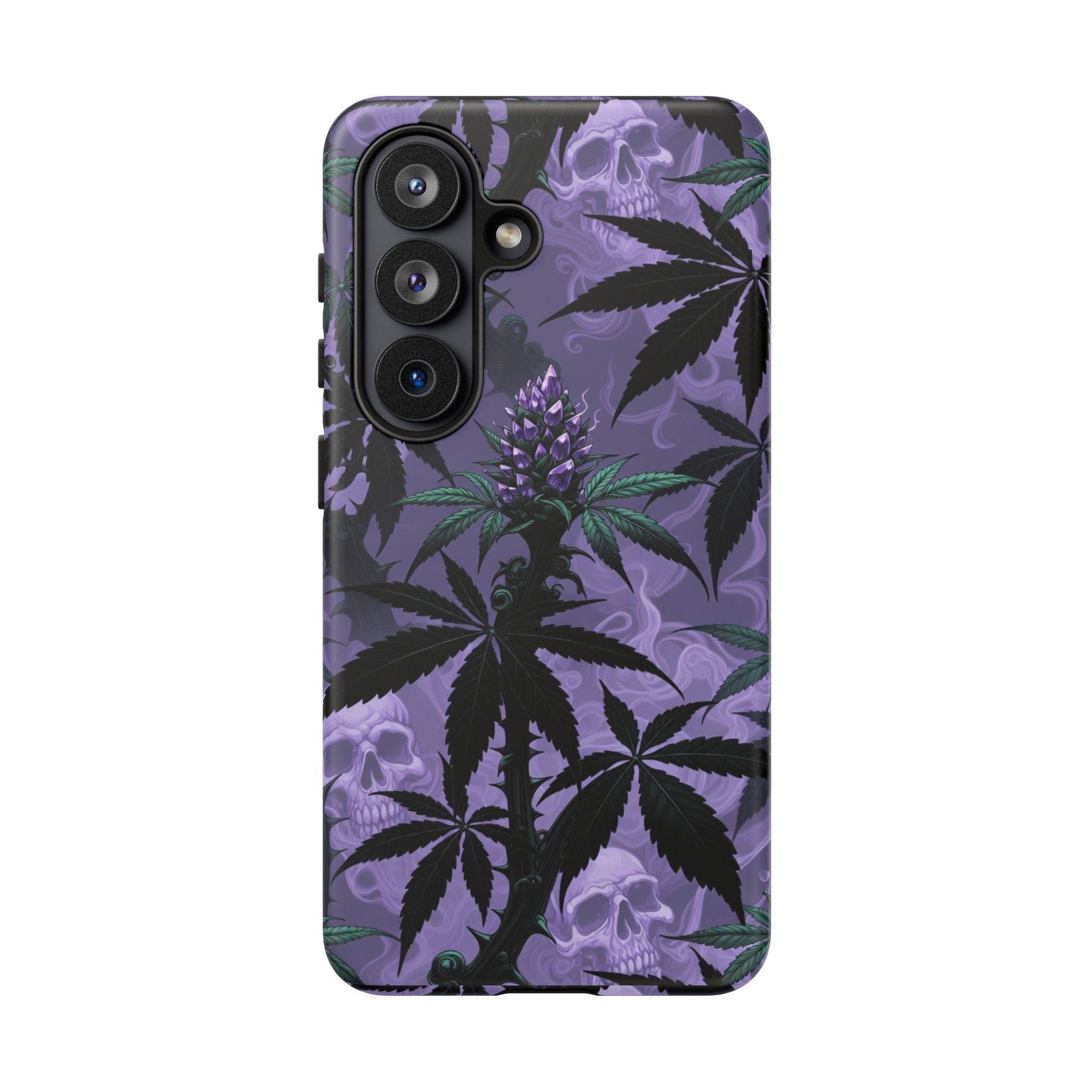 Purple Cannabis Skull Phone Case — Rugged Protective iPhone Cover