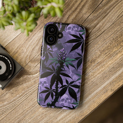 Purple Cannabis Skull Phone Case — Rugged Protective iPhone Cover