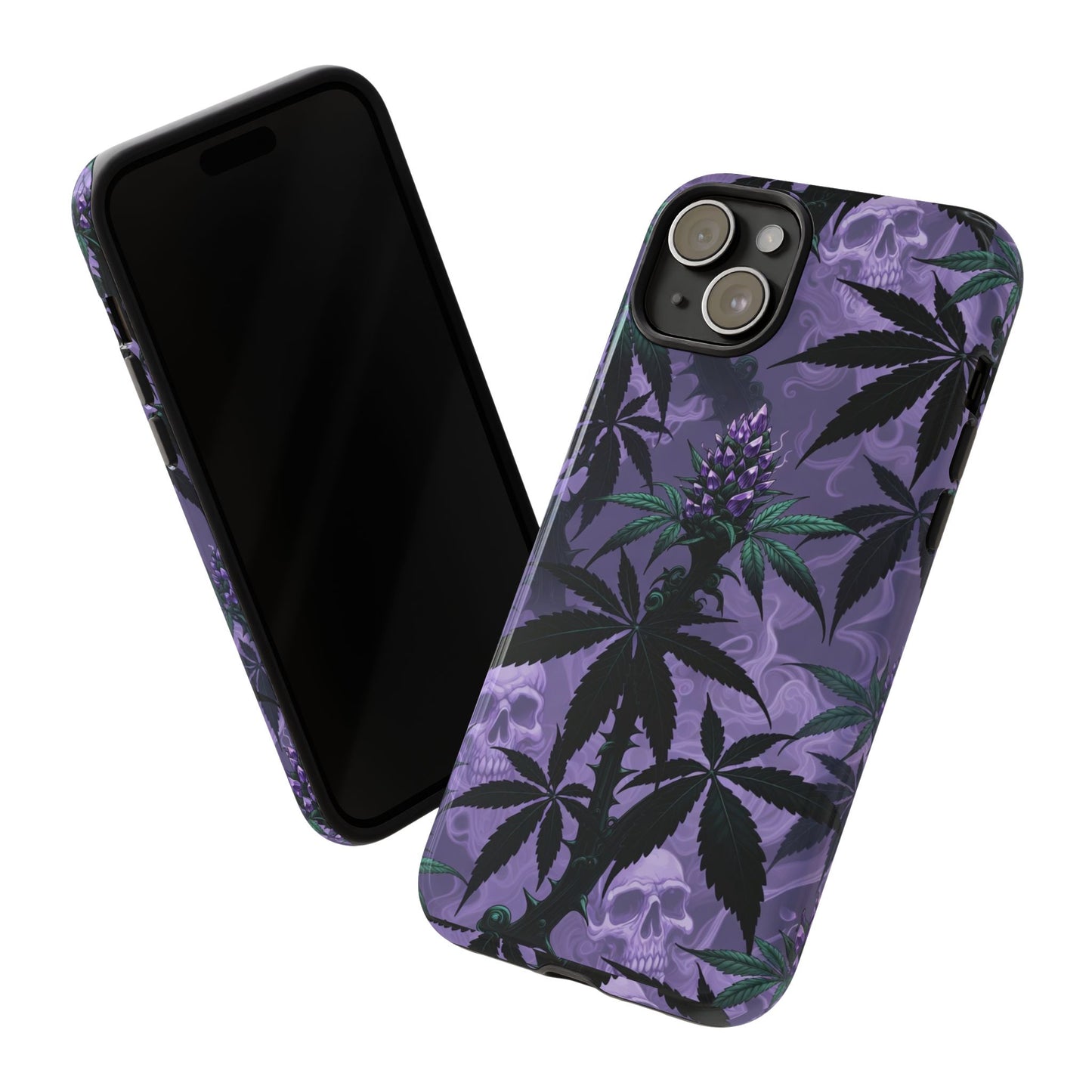 Purple Cannabis Skull Phone Case — Rugged Protective iPhone Cover