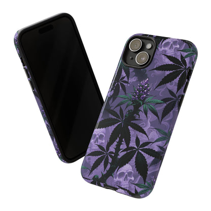 Purple Cannabis Skull Phone Case — Rugged Protective iPhone Cover