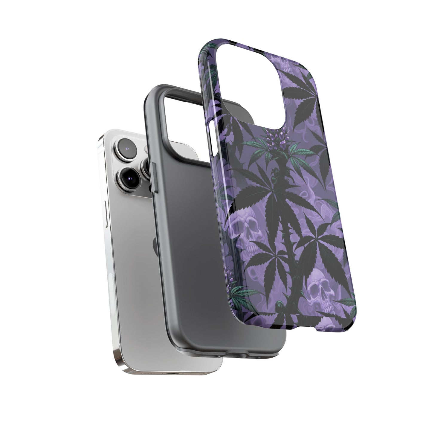 Purple Cannabis Skull Phone Case — Rugged Protective iPhone Cover
