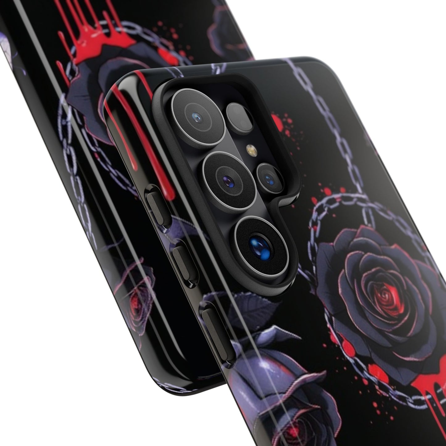 Phone Case — Gothic Dripping Black Rose & Moon Protective Case