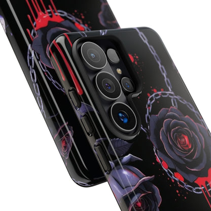 Phone Case — Gothic Dripping Black Rose & Moon Protective Case