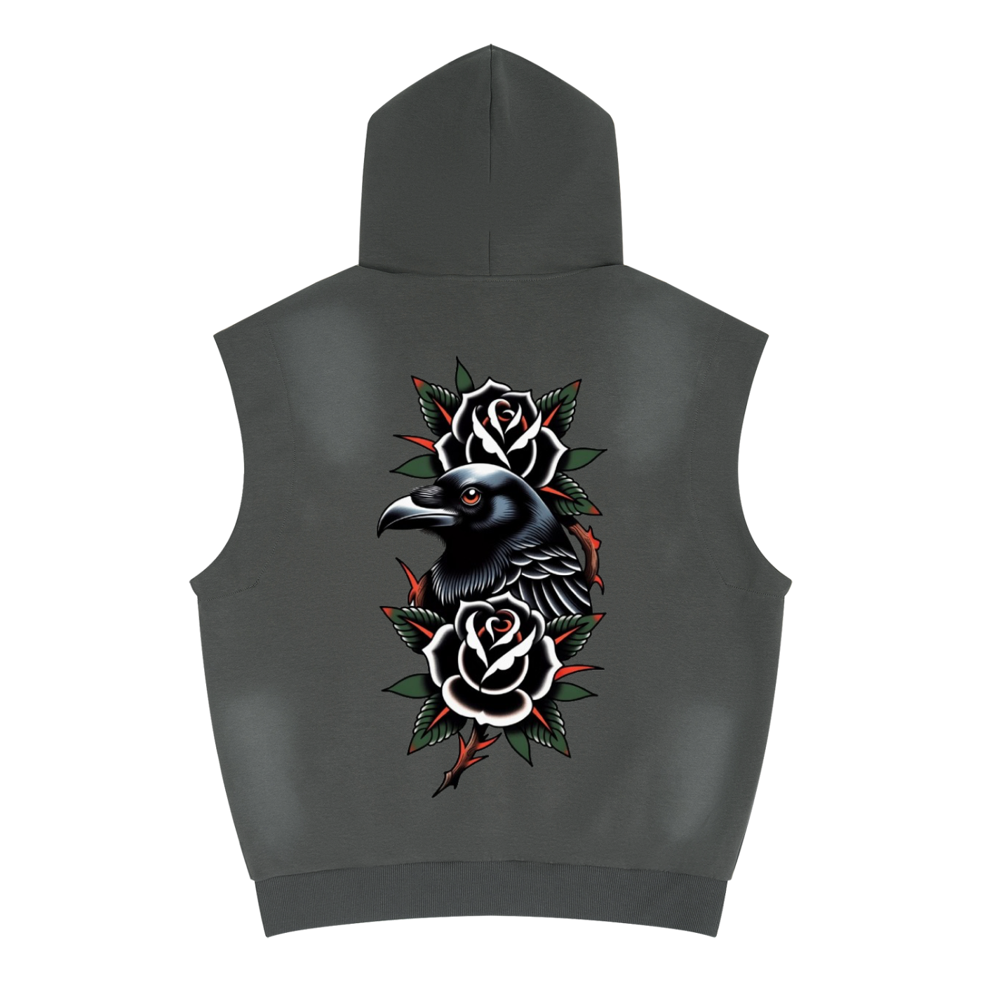 Vintage Wash Studded Sleeveless Hoodie
