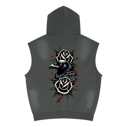Vintage Wash Studded Sleeveless Hoodie
