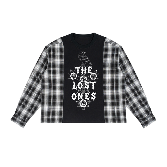 Raven Plaid Panel Long Sleeve T-Shirt