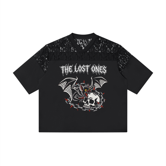 Trad Bat and Skull Lace V-Neck Jersey