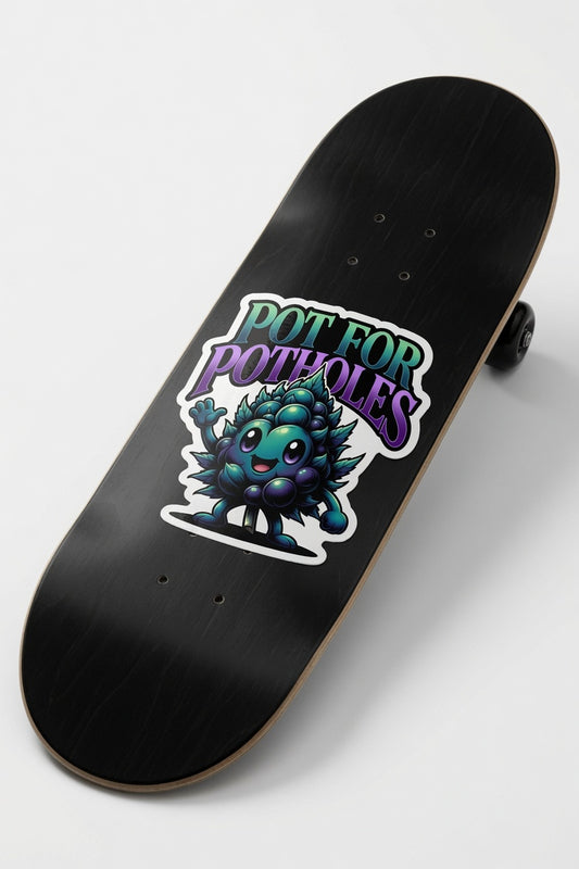 Die-Cut Outdoor Sticker — "Pot for Potholes" Cute Bud Character